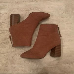 Forever 21 Brown suede booties with ankle zipper